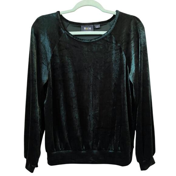Anthropologie Maeve Candace Velvet Emerald Green Top XS Casual Fall Winter - Picture 3 of 11
